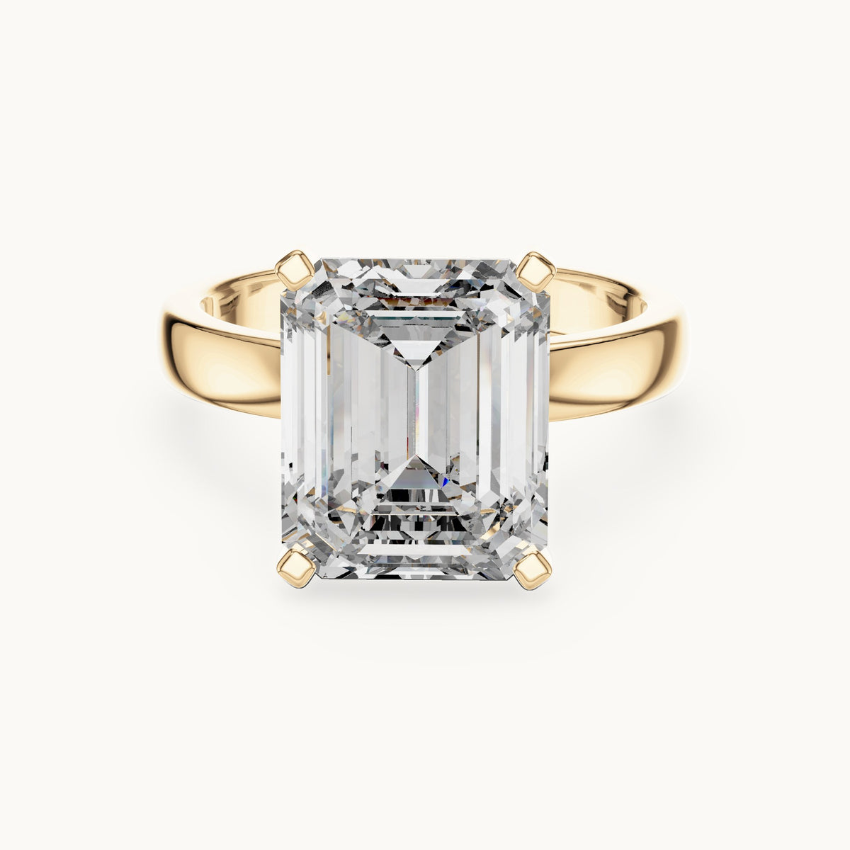 Emerald cut lab-grown diamond solitaire ring in 14K yellow gold, 2.00 CT TW, view 1
