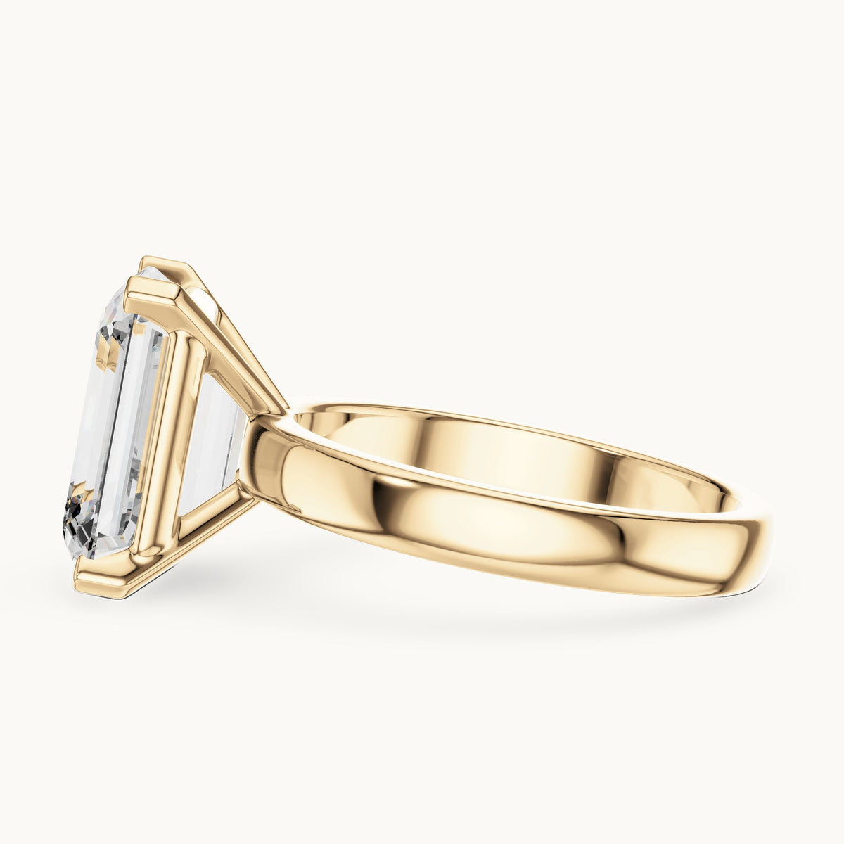 Emerald cut lab-grown diamond solitaire ring in 14K yellow gold, 2.00 CT TW, view 3