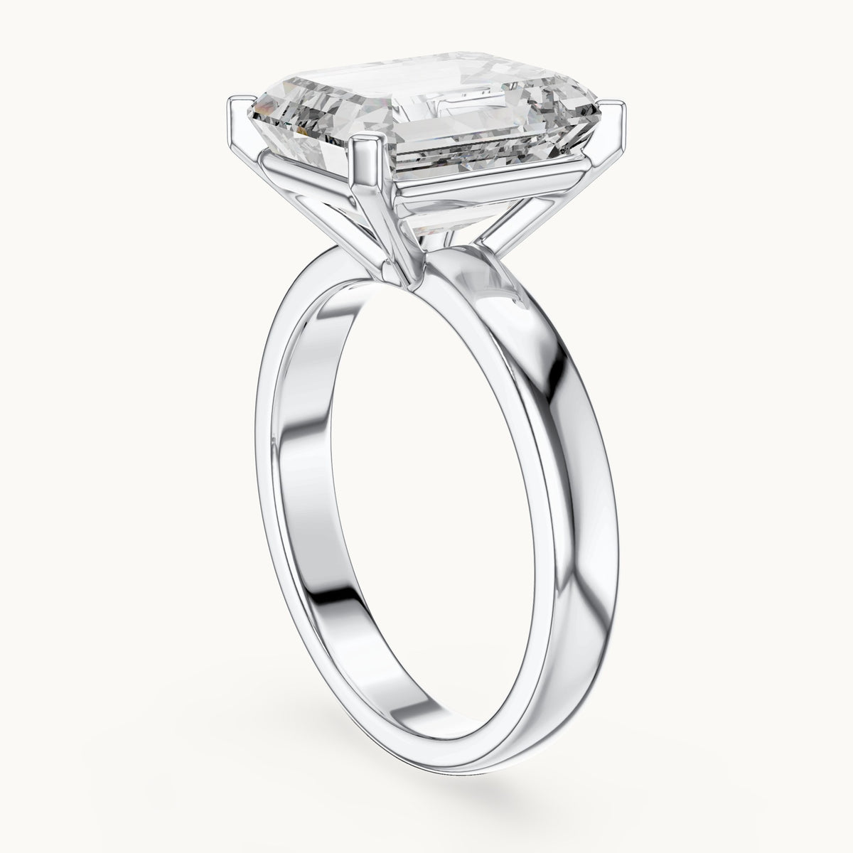 Emerald cut lab-grown diamond solitaire ring in 14K white gold, 2.00 CT TW, view 1