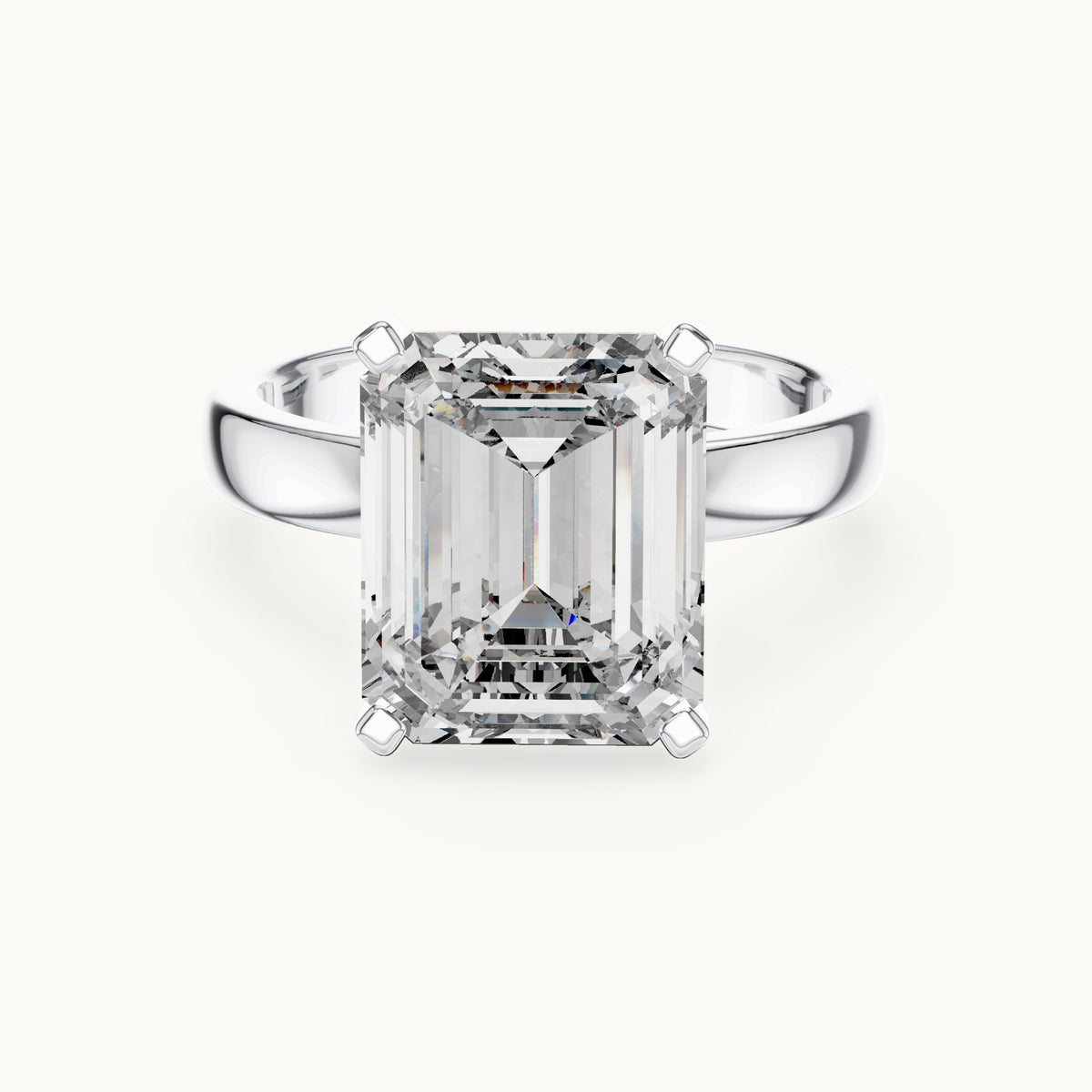 Emerald cut lab-grown diamond solitaire ring in 14K white gold, 2.00 CT TW, view 3
