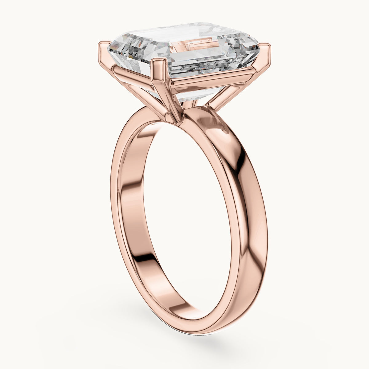 Emerald cut lab-grown diamond solitaire ring in 14K rose gold, 2.00 CT TW, view 1