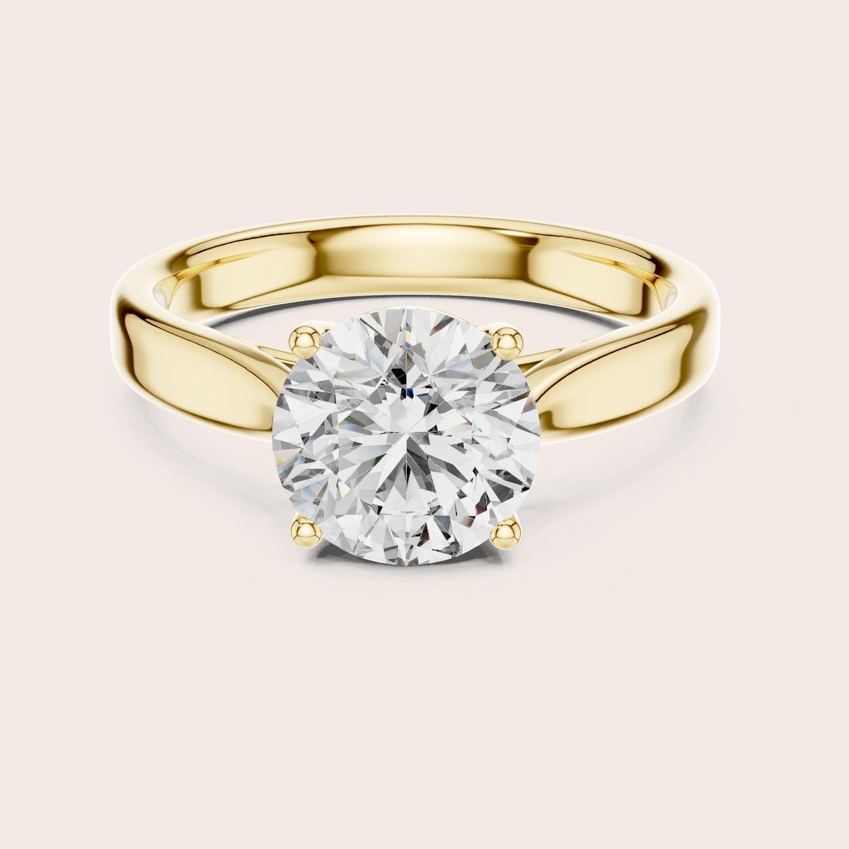 Round Cut Lab Grown Diamond Solitaire Ring, 2.10ct Total, Solid Gold