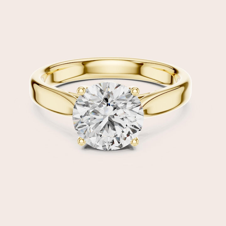 Round Cut Lab Grown Diamond Solitaire Ring, 2.10ct Total, Solid Gold