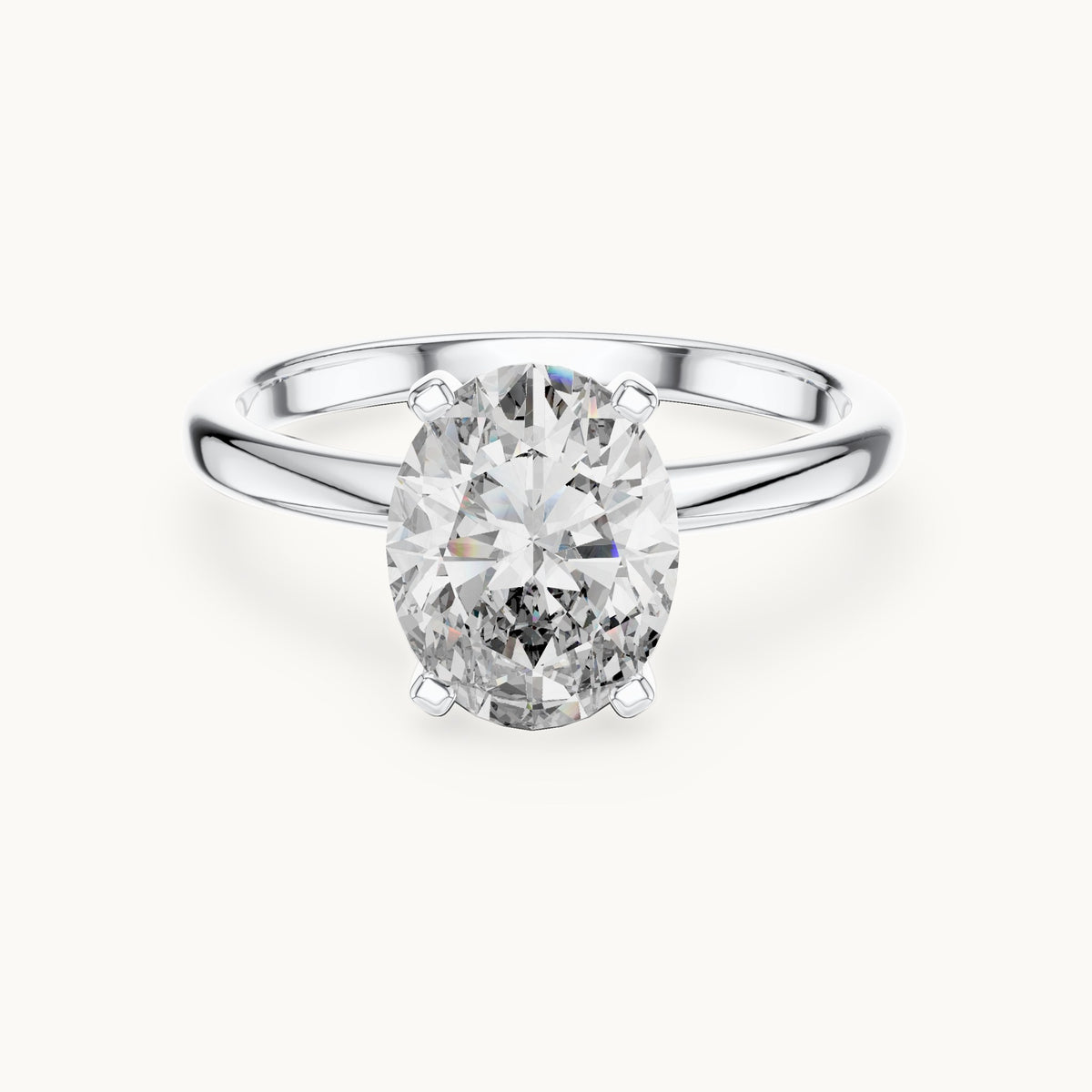 Oval cut lab-grown diamond solitaire ring in 14K white gold, 2.00 CT TW, view 3