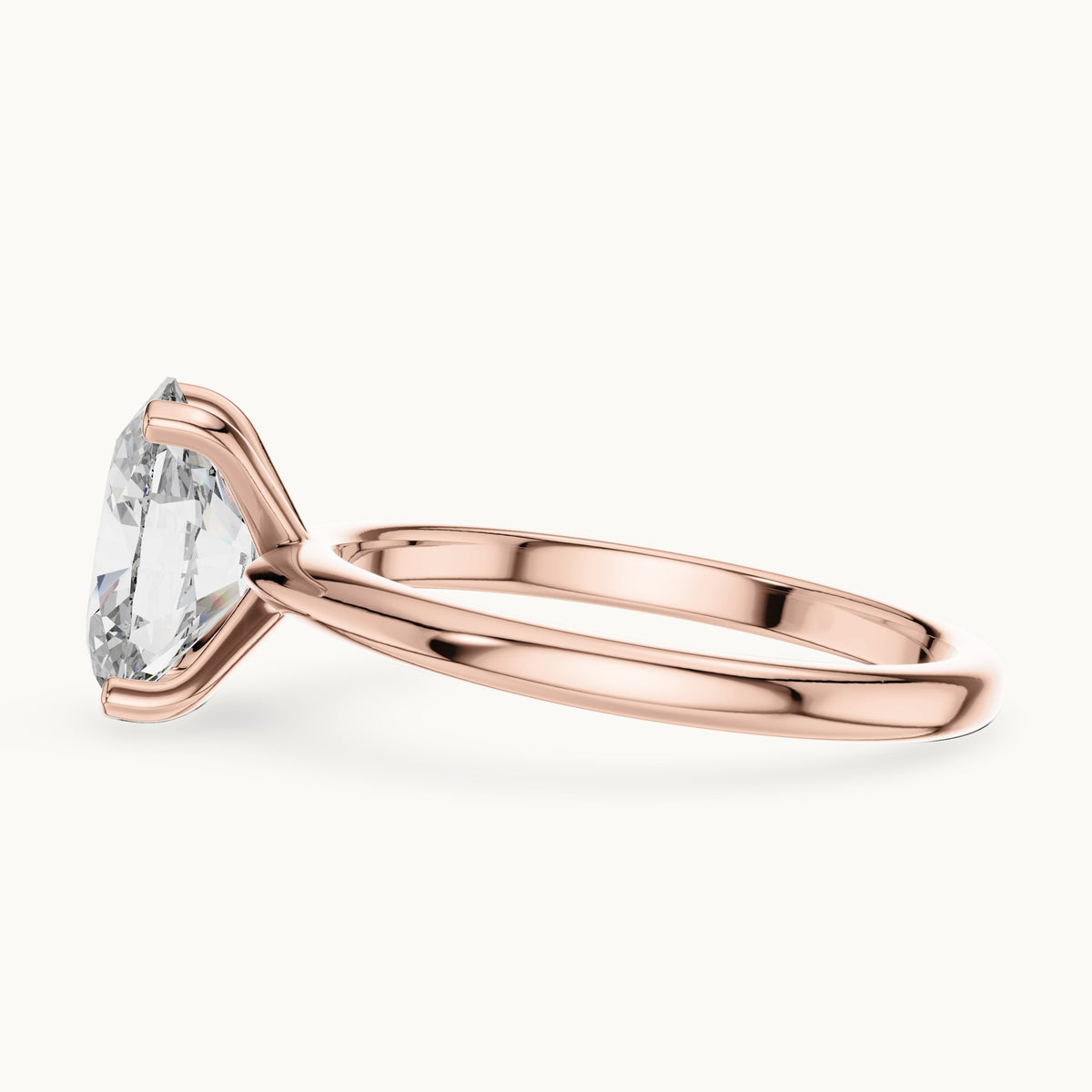 Oval cut lab-grown diamond solitaire ring in 14K rose gold, 2.00 CT TW, view 2