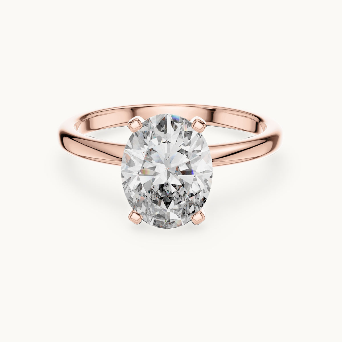Oval cut lab-grown diamond solitaire ring in 14K rose gold, 2.00 CT TW, view 3