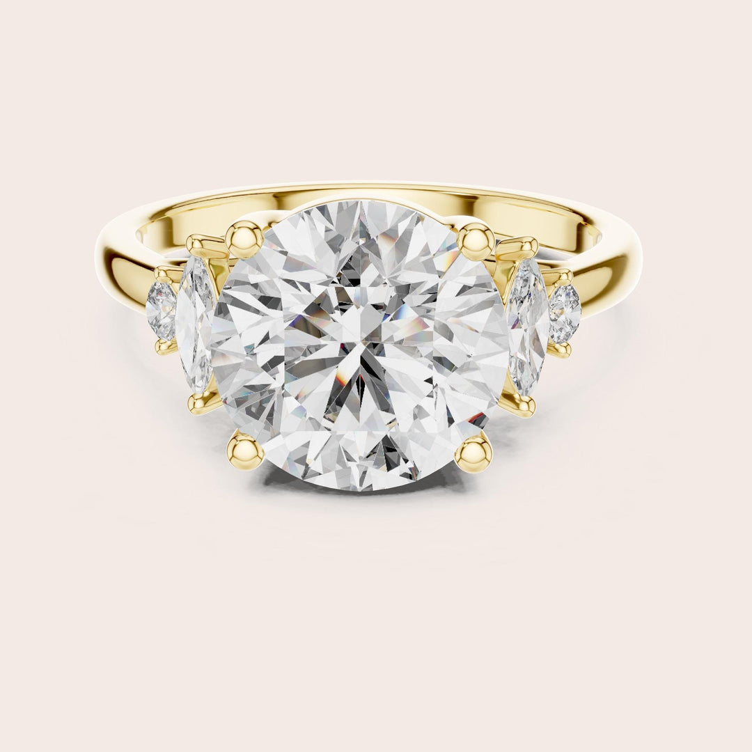 Round Cut Lab Grown Diamond Cluster Ring, 3.87ct Total, Solid Gold