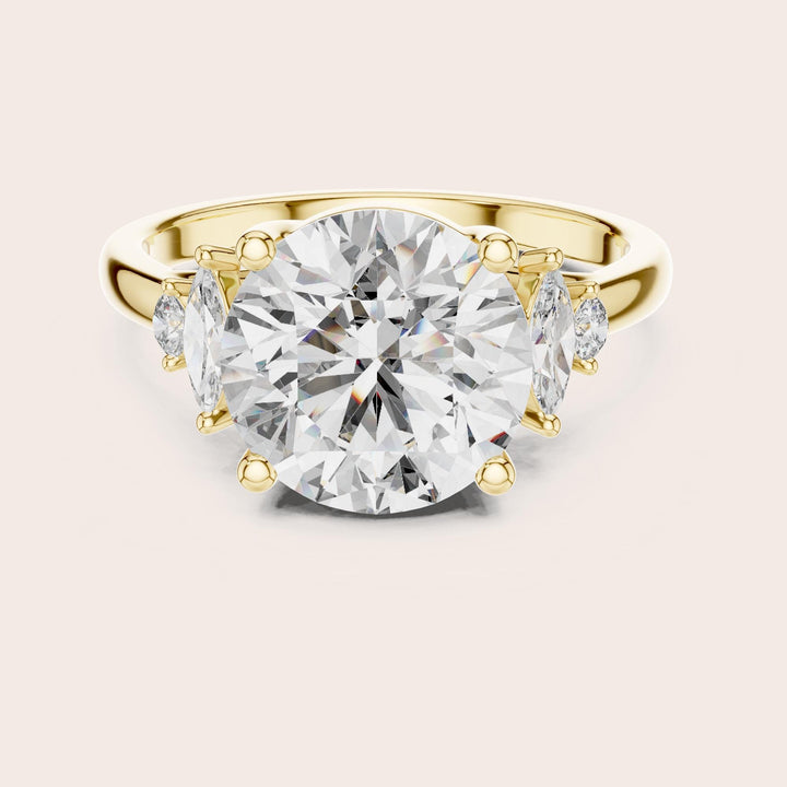 Round Cut Lab Grown Diamond Cluster Ring, 3.87ct Total, Solid Gold