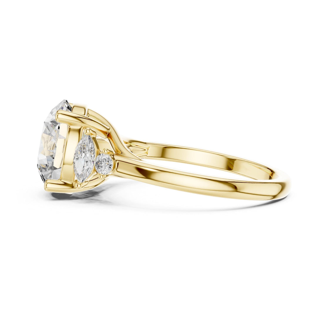 Round Cut Lab Grown Diamond Cluster Ring, 3.87ct Total, Solid Gold