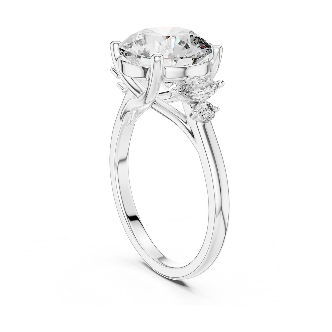 Round Cut Lab Grown Diamond Cluster Ring, 3.87ct Total, Solid Gold