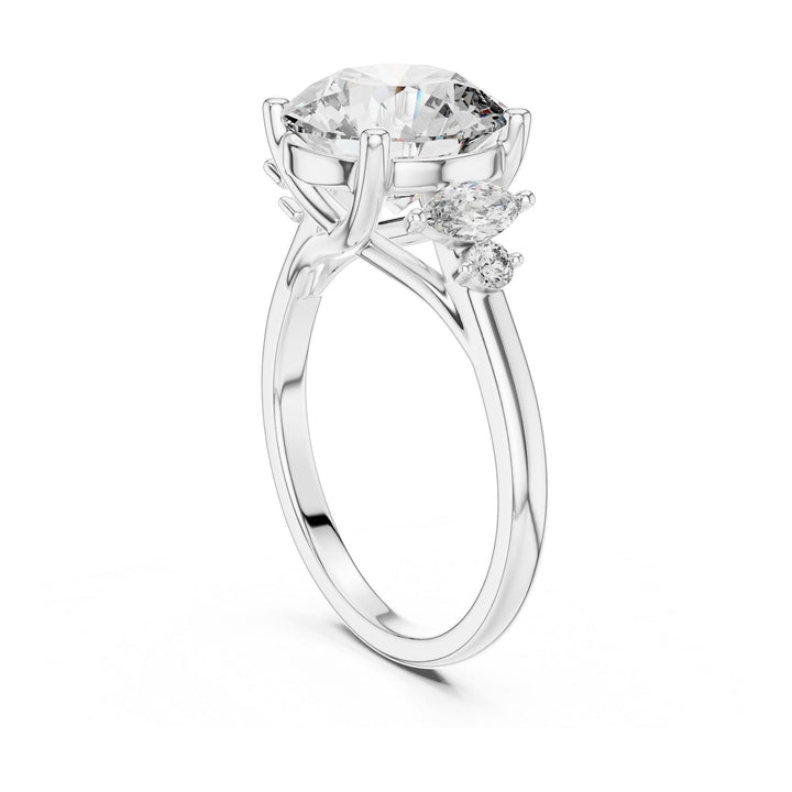 Round Cut Lab Grown Diamond Cluster Ring, 3.87ct Total, Solid Gold