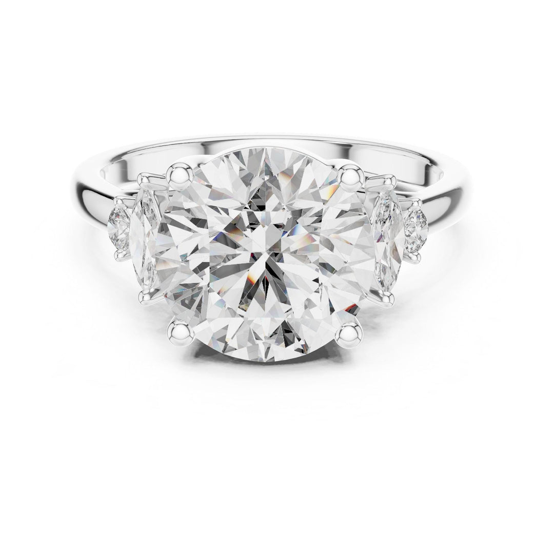 Round Cut Lab Grown Diamond Cluster Ring, 3.87ct Total, Solid Gold