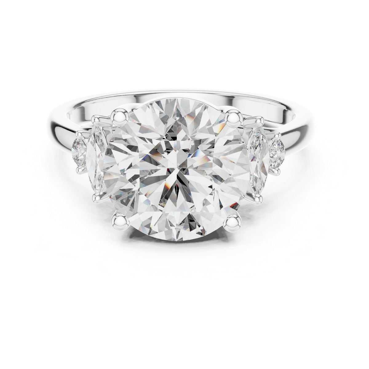 Round Cut Lab Grown Diamond Cluster Ring, 3.87ct Total, Solid Gold