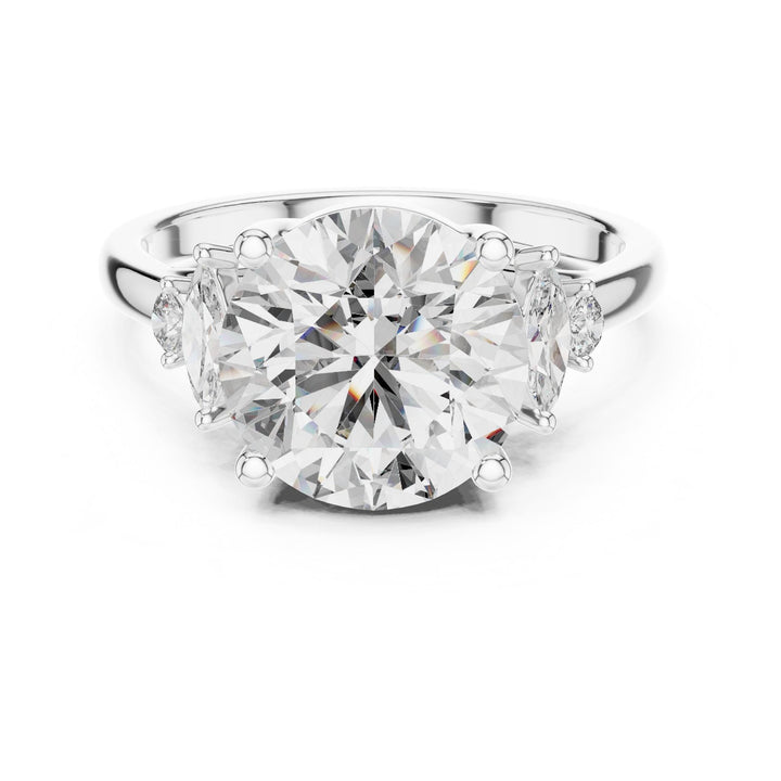 Round Cut Lab Grown Diamond Cluster Ring, 3.87ct Total, Solid Gold