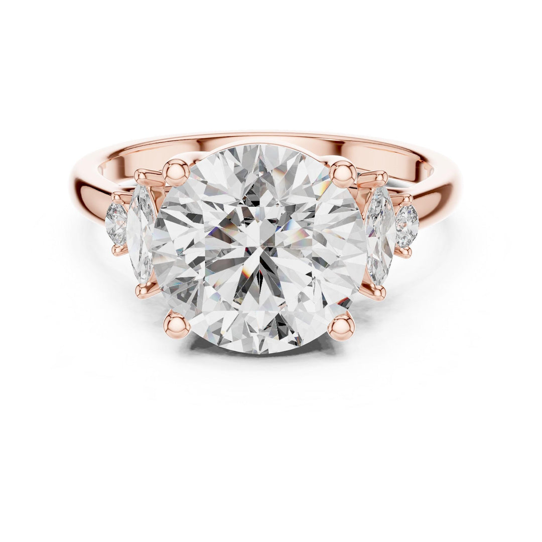 Round Cut Lab Grown Diamond Cluster Ring, 3.87ct Total, Solid Gold