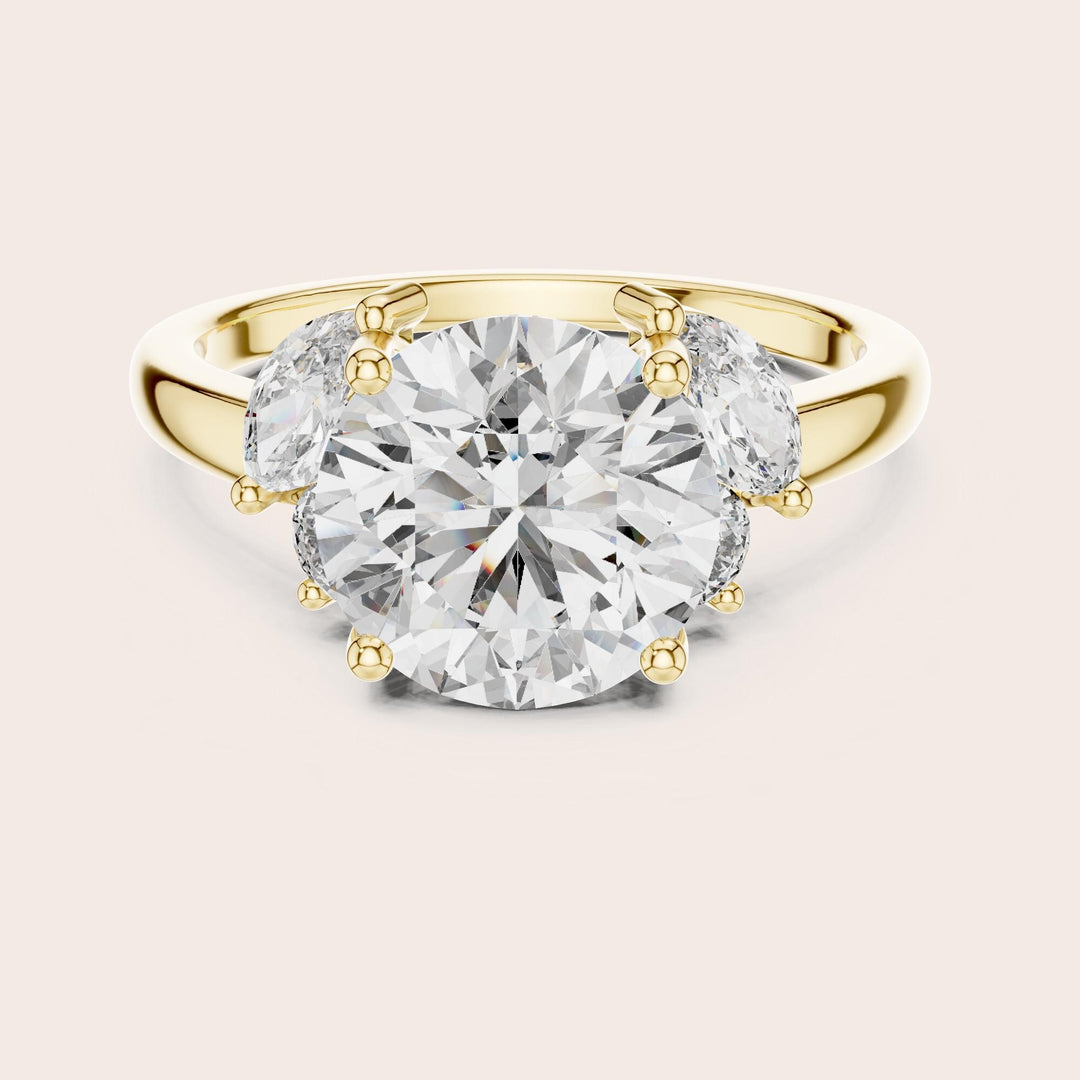 Round Cut Lab Grown Diamond Cluster Ring, 3.88ct Total, Solid Gold