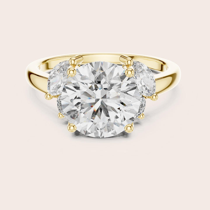 Round Cut Lab Grown Diamond Cluster Ring, 3.88ct Total, Solid Gold