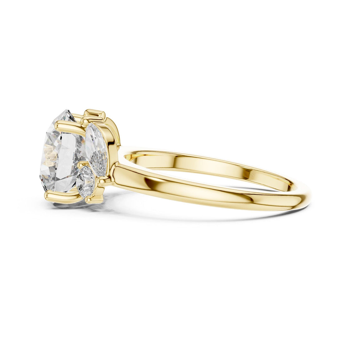 Round Cut Lab Grown Diamond Cluster Ring, 3.88ct Total, Solid Gold