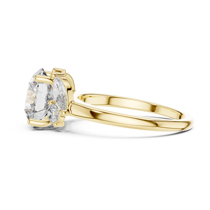 Round Cut Lab Grown Diamond Cluster Ring, 3.88ct Total, Solid Gold