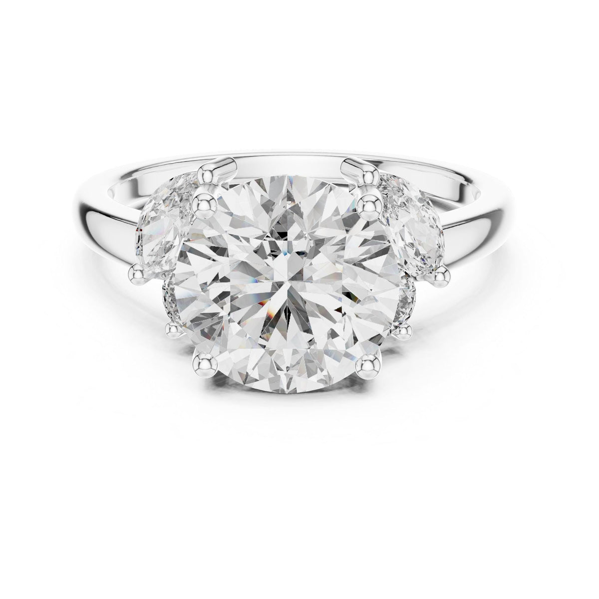 Round Cut Lab Grown Diamond Cluster Ring, 3.88ct Total, Solid Gold