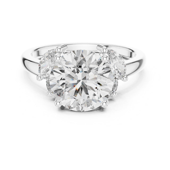 Round Cut Lab Grown Diamond Cluster Ring, 3.88ct Total, Solid Gold