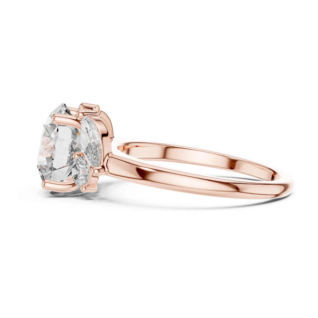 Round Cut Lab Grown Diamond Cluster Ring, 3.88ct Total, Solid Gold