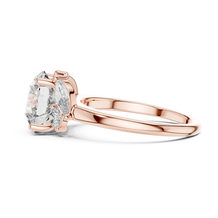 Round Cut Lab Grown Diamond Cluster Ring, 3.88ct Total, Solid Gold