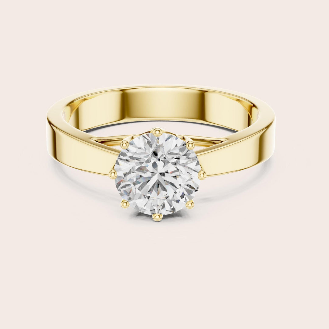 Round Cut Lab Grown Diamond Solitaire Ring, 1.00ct Total, Solid Gold