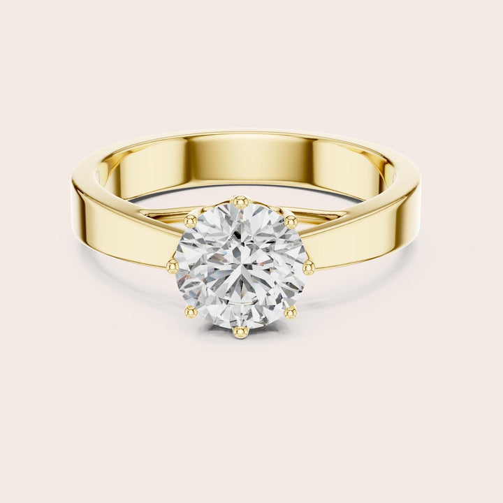 Round Cut Lab Grown Diamond Solitaire Ring, 1.00ct Total, Solid Gold