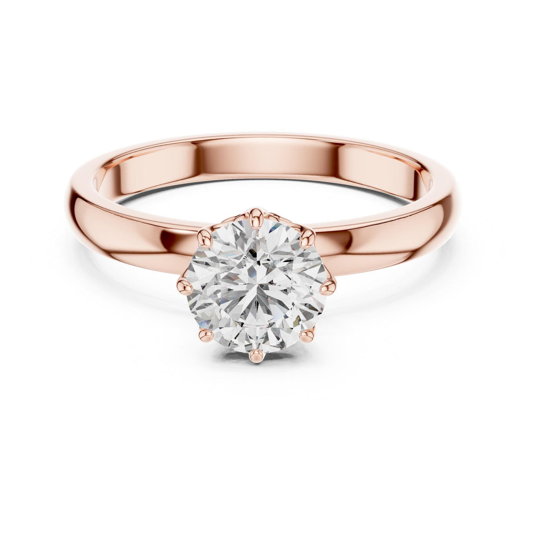 Round Cut Lab Grown Diamond Solitaire Ring, 1.00ct Total, Solid Gold