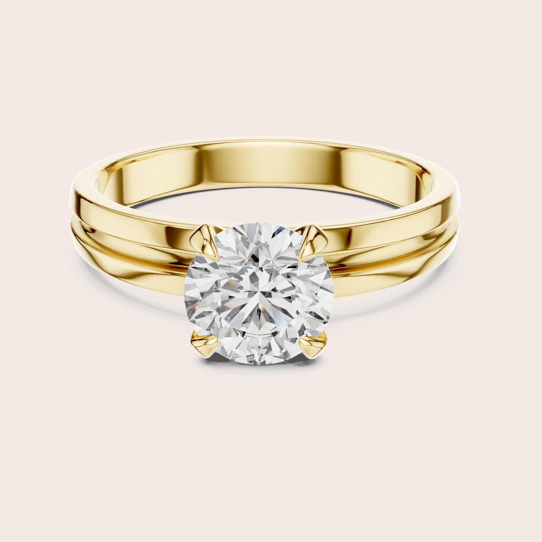 Round Cut Lab Grown Diamond Solitaire Ring, 1.00ct Total, Solid Gold