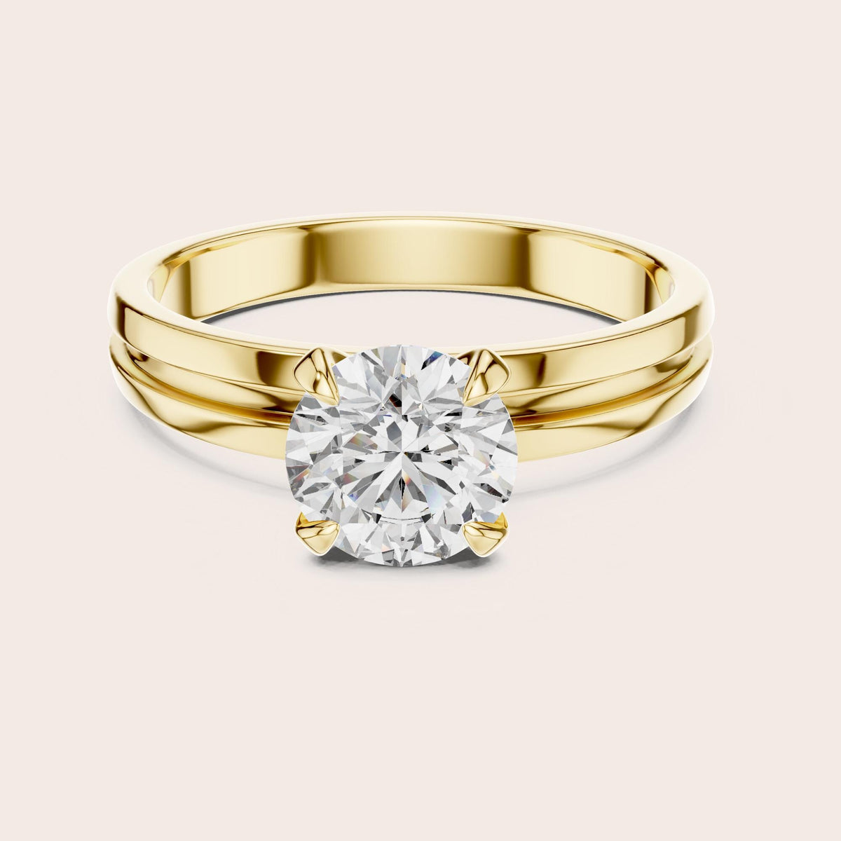 Round Cut Lab Grown Diamond Solitaire Ring, 1.00ct Total, Solid Gold