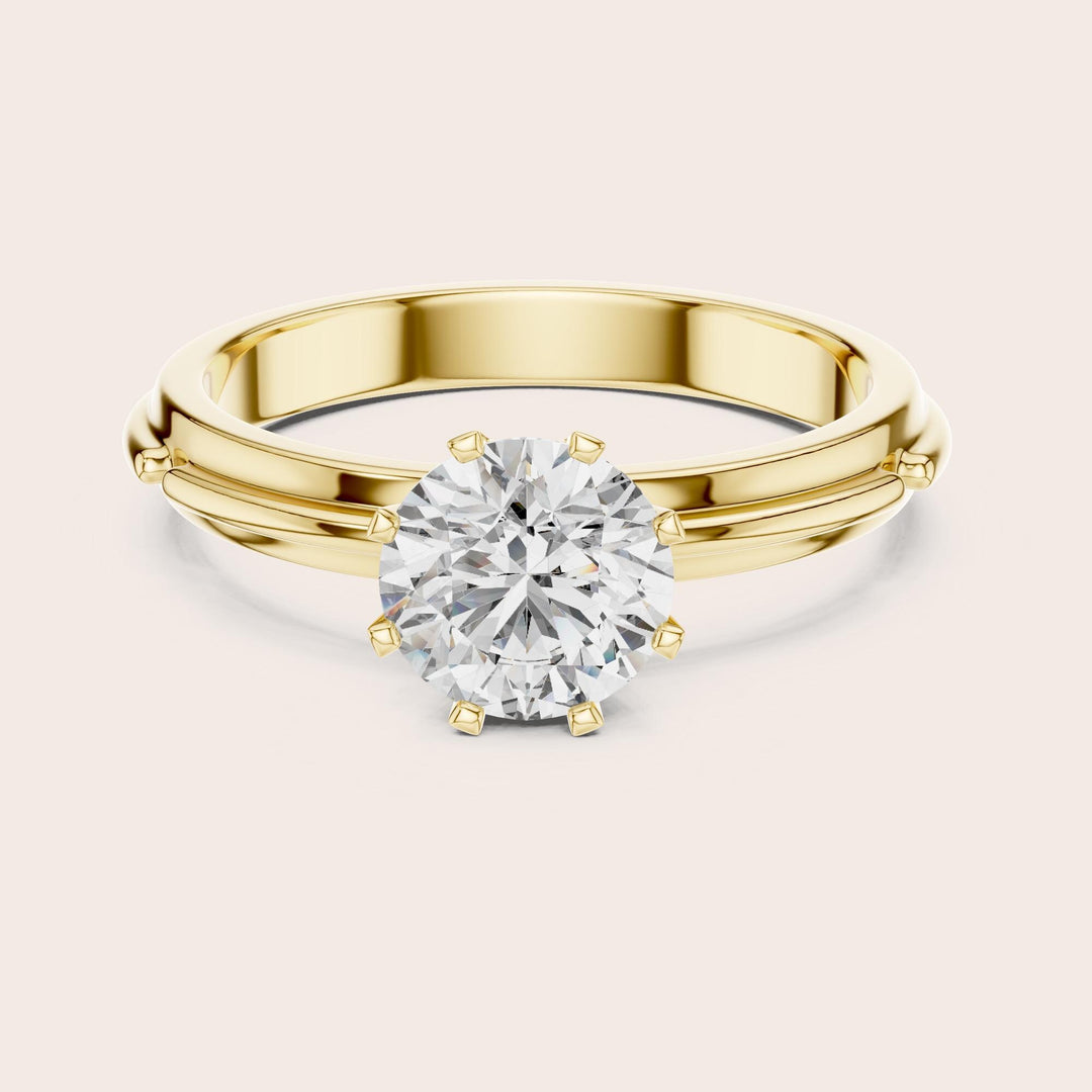 Round Cut Lab Grown Diamond Solitaire Ring, 1.00ct Total, Solid Gold