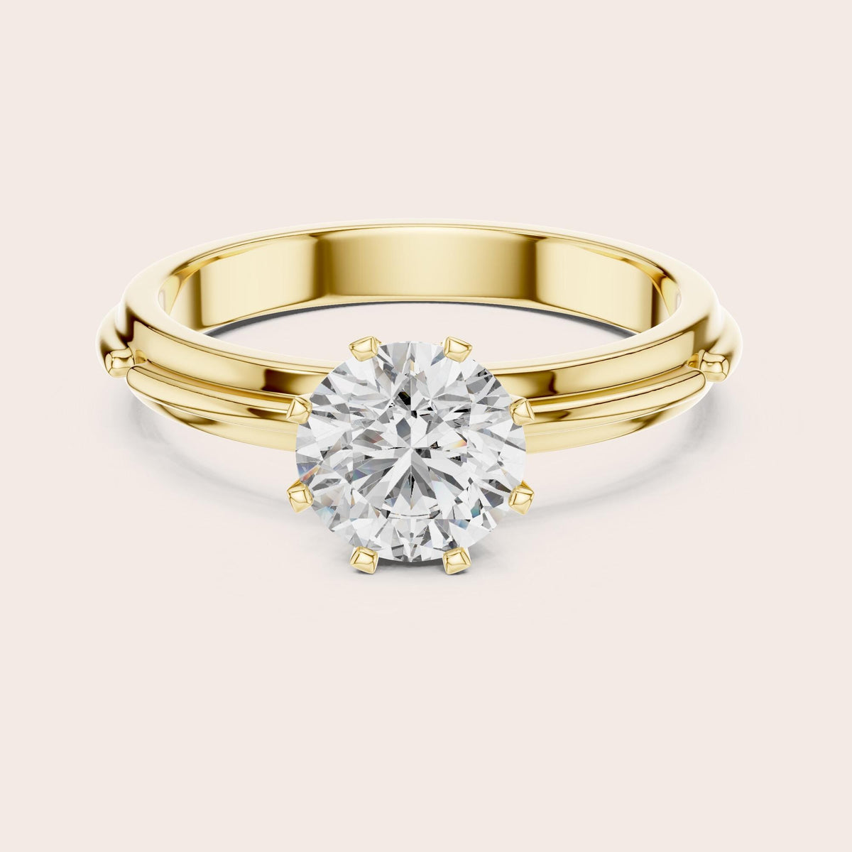 Round Cut Lab Grown Diamond Solitaire Ring, 1.00ct Total, Solid Gold