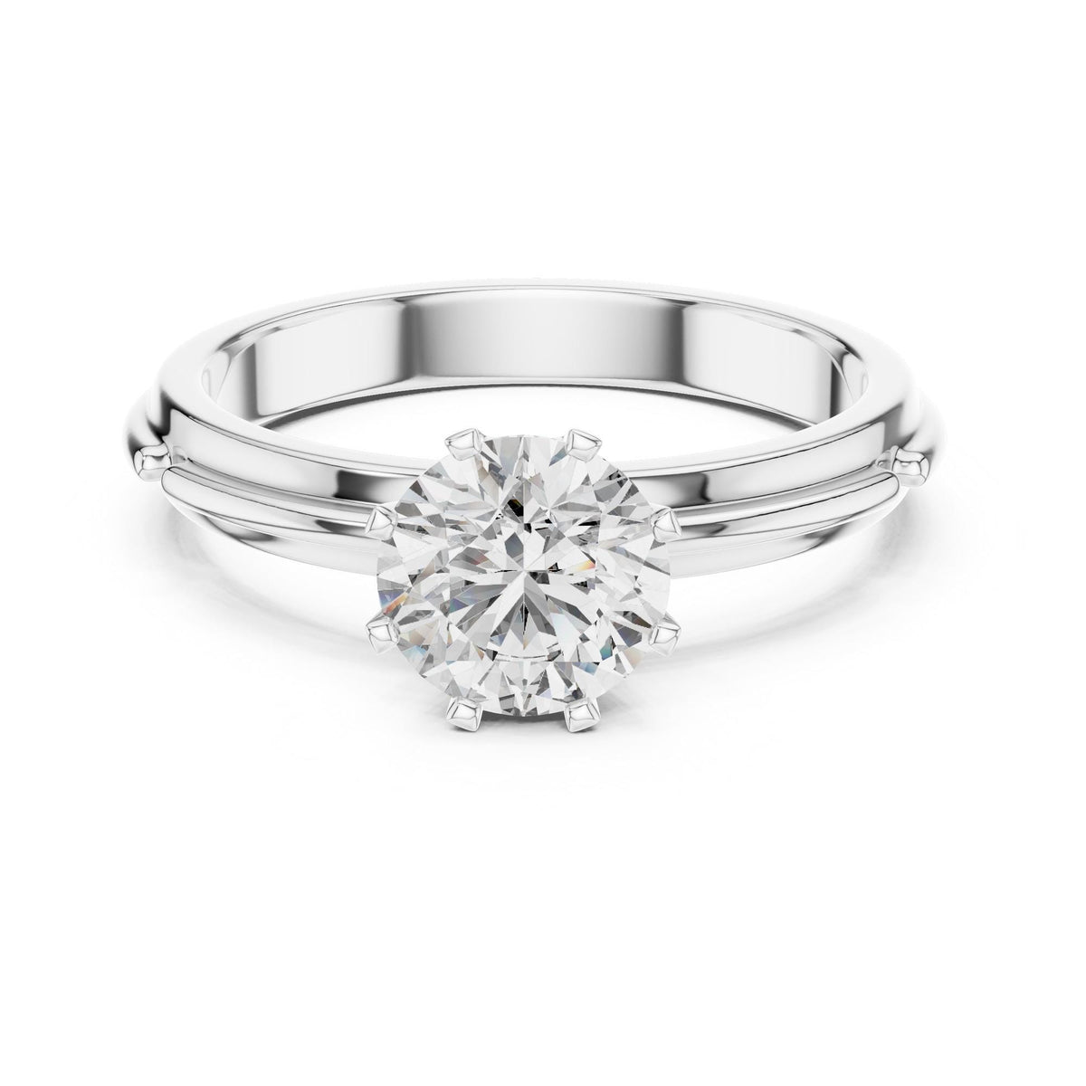 Round Cut Lab Grown Diamond Solitaire Ring, 1.00ct Total, Solid Gold