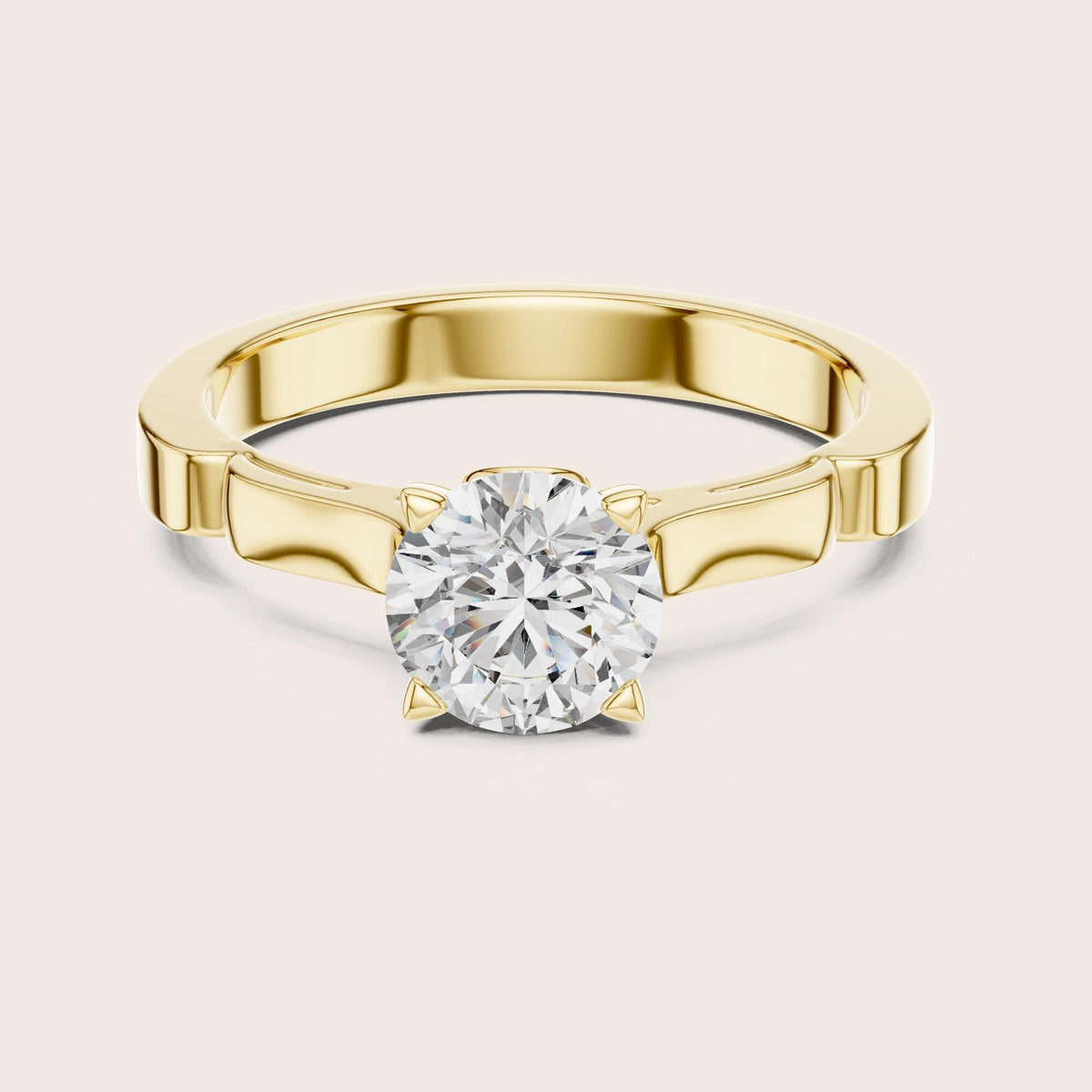 Round Cut Lab Grown Diamond Solitaire Ring, 1.00ct Total, Solid Gold
