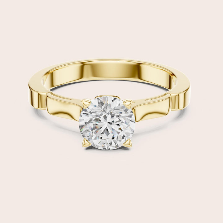 Round Cut Lab Grown Diamond Solitaire Ring, 1.00ct Total, Solid Gold
