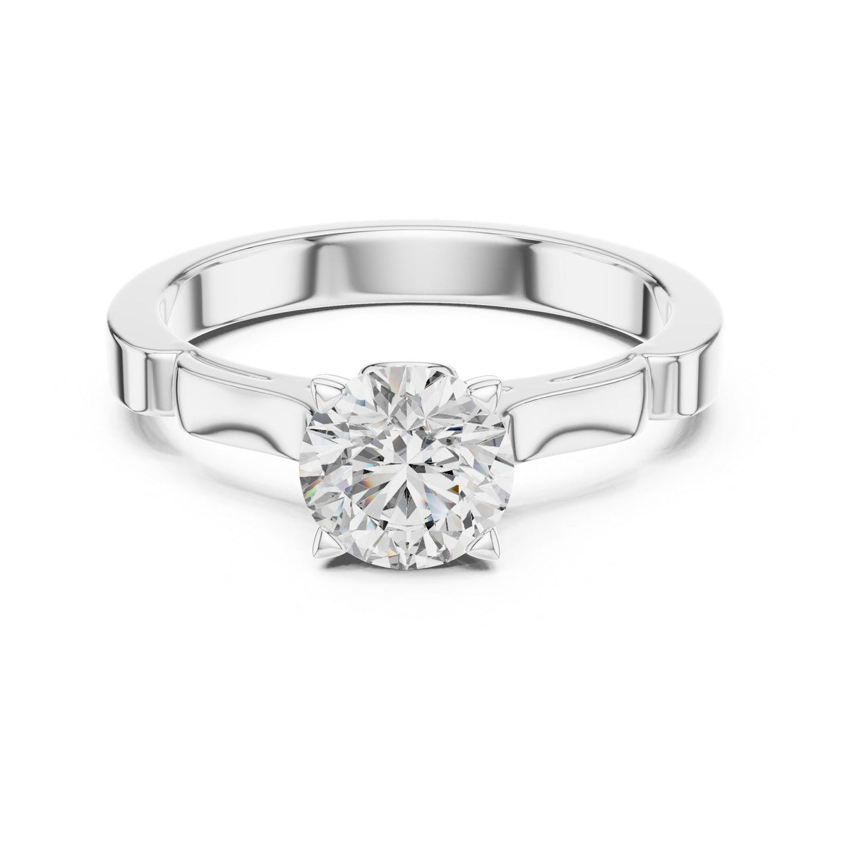 Round Cut Lab Grown Diamond Solitaire Ring, 1.00ct Total, Solid Gold