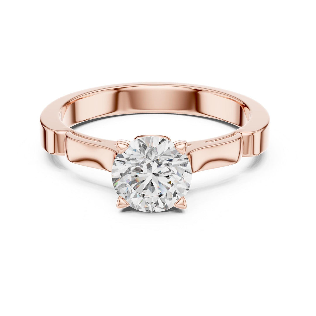 Round Cut Lab Grown Diamond Solitaire Ring, 1.00ct Total, Solid Gold