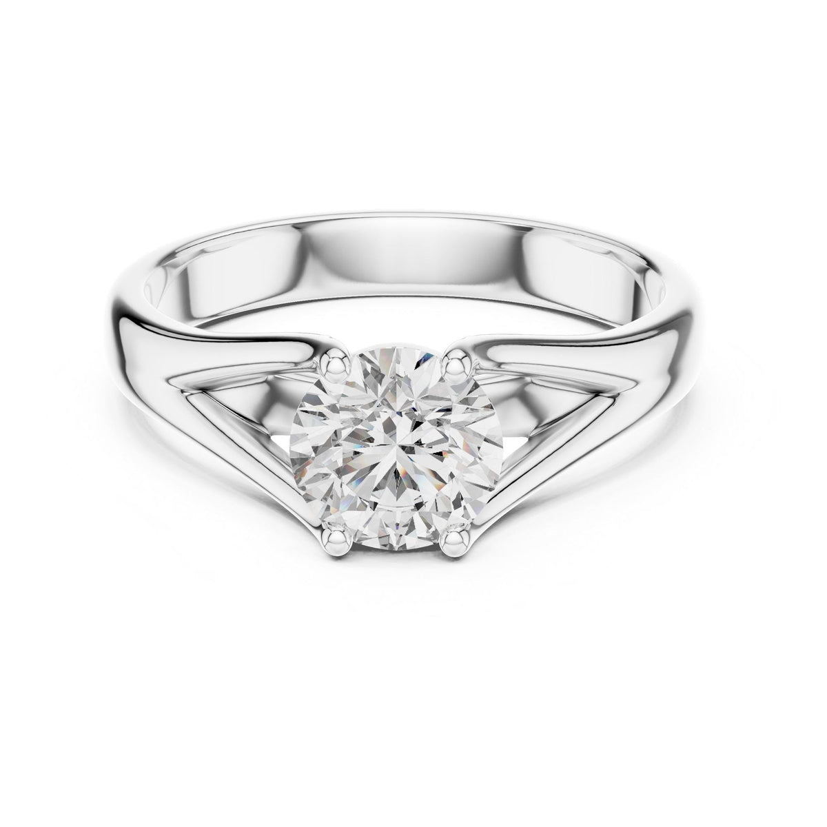 Round Cut Lab Grown Diamond Solitaire Ring, 1.00ct Total, Solid Gold