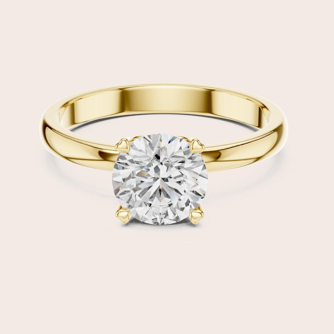Round Cut Lab Grown Diamond Solitaire Ring, 1.00ct Total, Solid Gold