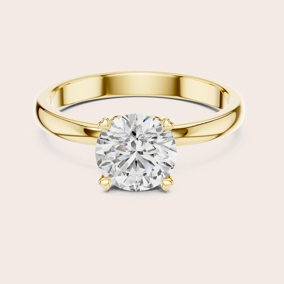 Round Cut Lab Grown Diamond Solitaire Ring, 1.00ct Total, Solid Gold