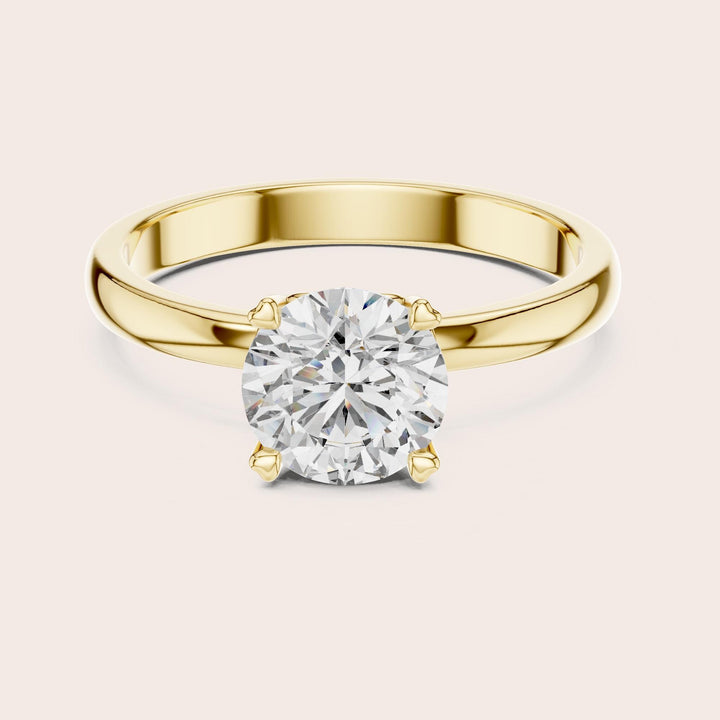 Round Cut Lab Grown Diamond Solitaire Ring, 1.00ct Total, Solid Gold