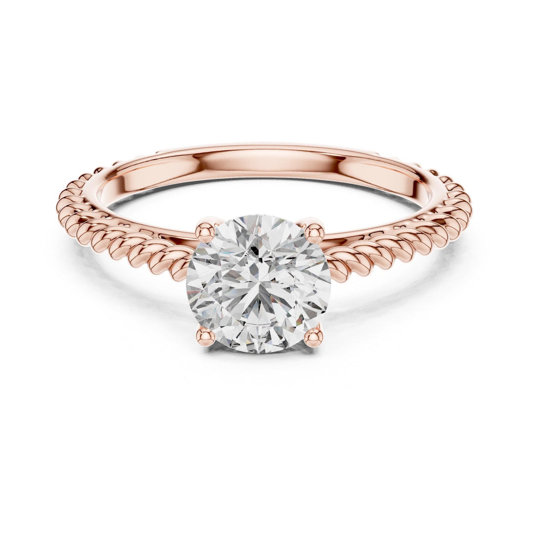 Round Cut Lab Grown Diamond Solitaire Ring, 1.00ct Total, Solid Gold