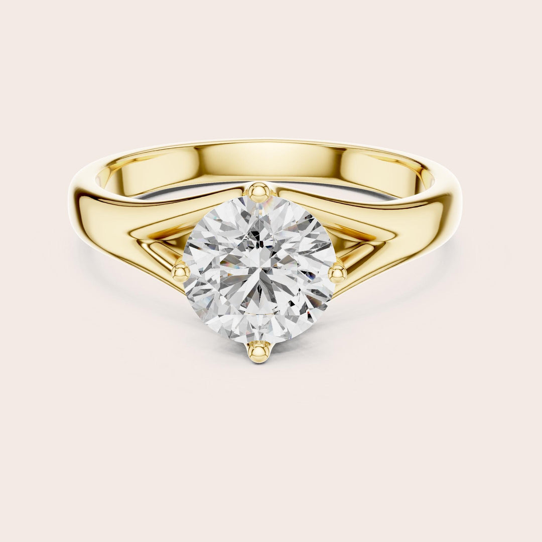 Round Cut Lab Grown Diamond Solitaire Ring, 1.00ct Total, Solid Gold