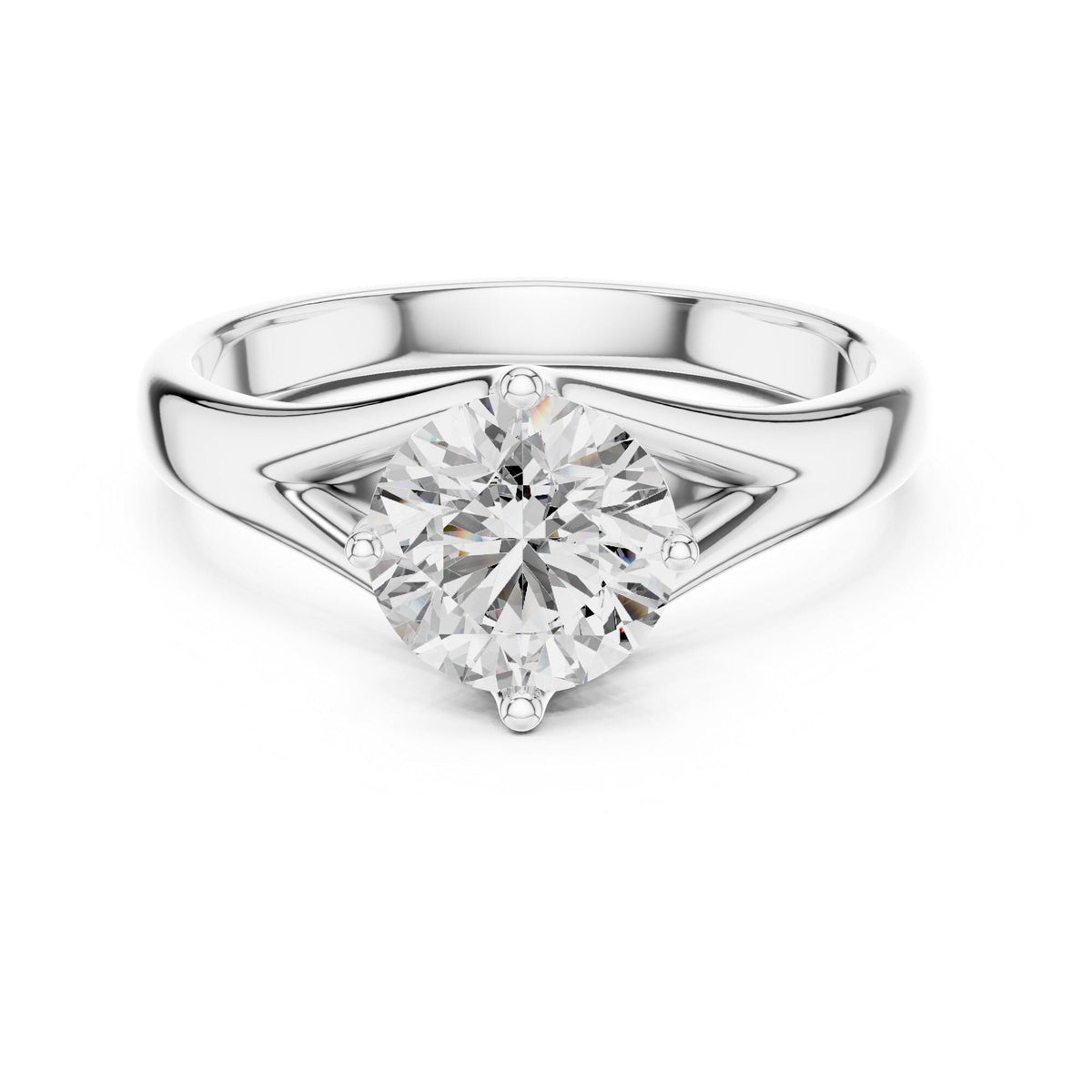 Round Cut Lab Grown Diamond Solitaire Ring, 1.00ct Total, Solid Gold