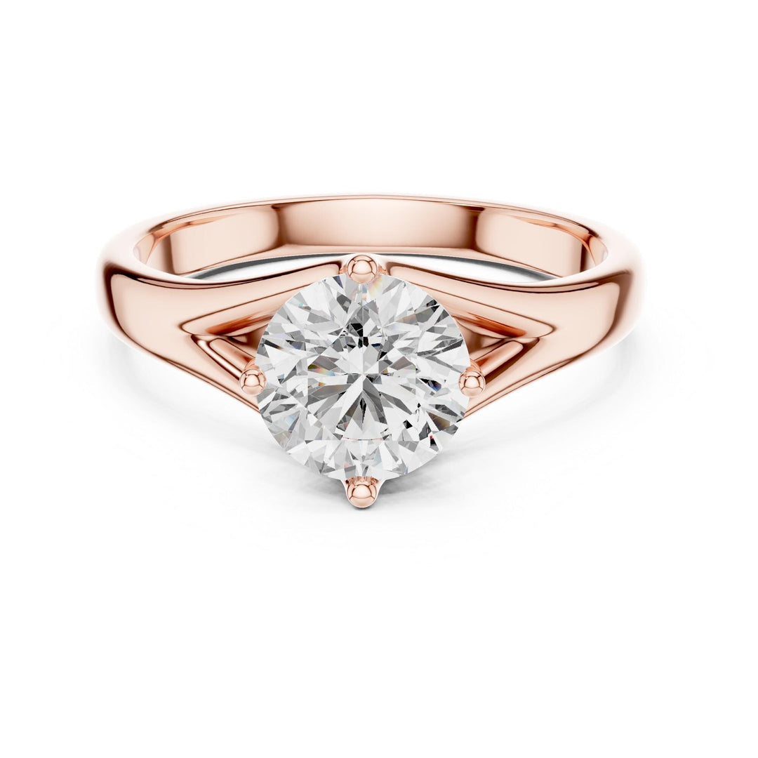 Round Cut Lab Grown Diamond Solitaire Ring, 1.00ct Total, Solid Gold