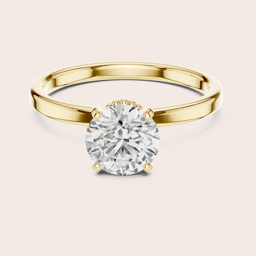 Round Cut Lab Grown Diamond Solitaire Ring, 1.00ct Total, Solid Gold