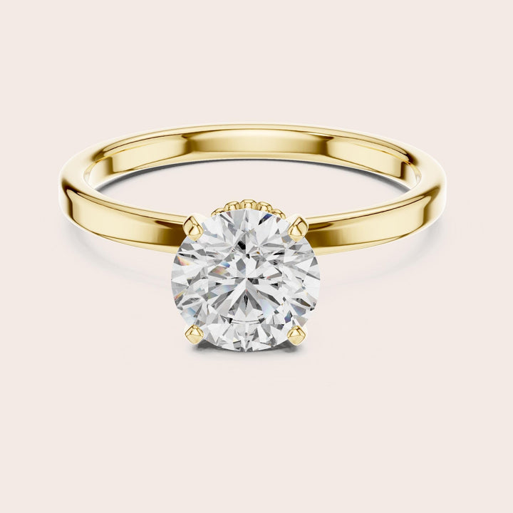 Round Cut Lab Grown Diamond Solitaire Ring, 1.00ct Total, Solid Gold