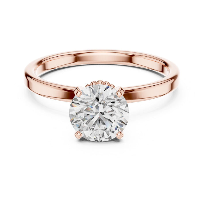 Round Cut Lab Grown Diamond Solitaire Ring, 1.00ct Total, Solid Gold
